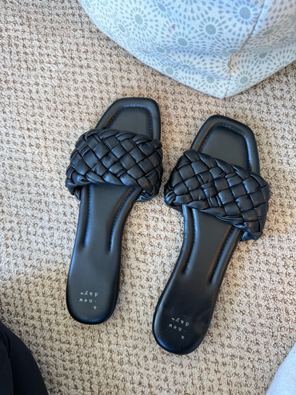 a new day Black Braided Slide Sandals